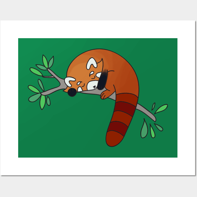 Red Panda Sleeping Wall Art by saradaboru